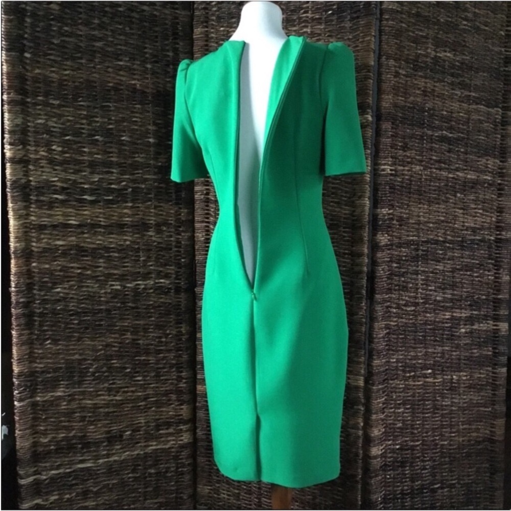 BADGLEY MISCHKA NWT GREEN SHORT SKEEVE DRESS BACK ZIP SHOULDER BUTTONS DETAIL - Picture 8 of 12